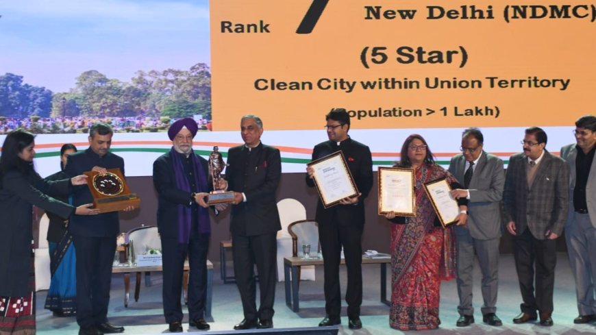 NDMC Honored 7th Rank Clean City In Union Territory 5 Star Garbage Free City & Water Plus Certified