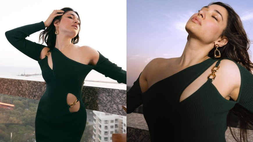 Tamannaah Bhatia Sizzles In Forest Green Cut-Out Dress, Heating Up The Fashion Scene Effortlessly