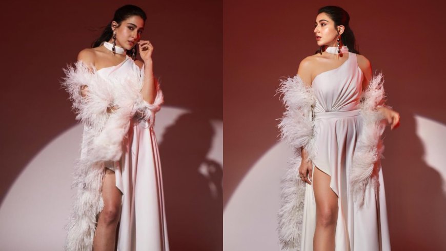 Sara Ali Khan Dazzles In A Glamorous Thigh-High Slit Gown And Feather Boa